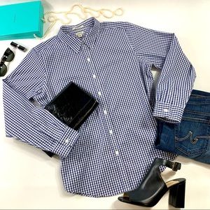 LL Bean Gingham Blue Checked Women’s Long Sleeve Shirt XL - Like New!